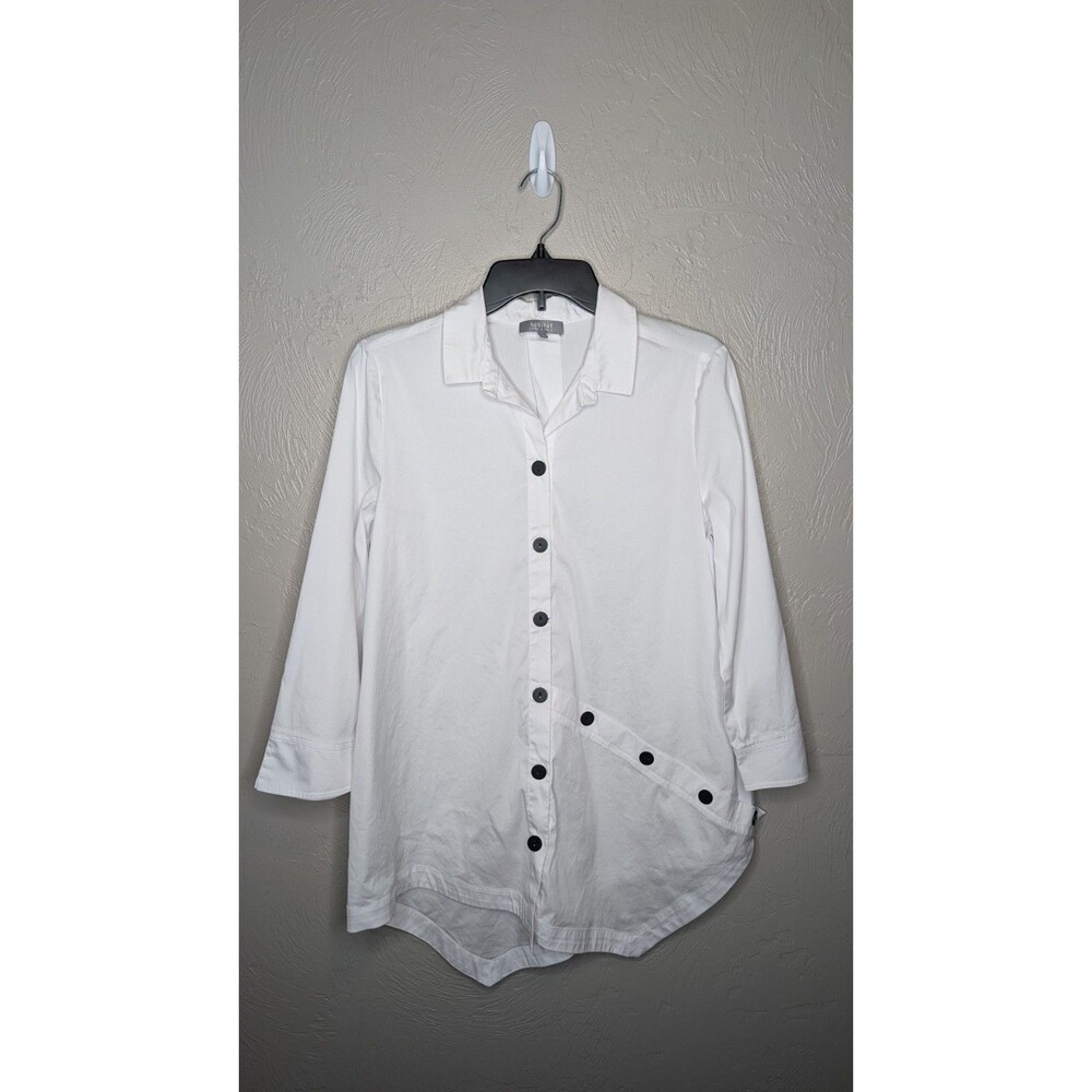 Habitat Womens Small White Artist Tunic 3/4 Sleeve Perfect Travel Shirt 15044